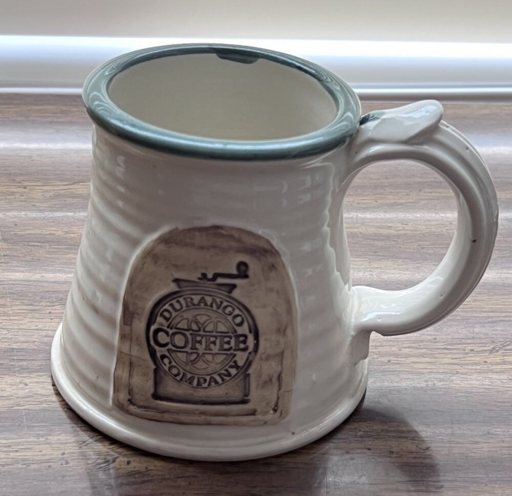 Signed XL Durango Coffee Company Stoneware Pottery Coffee Mug Old Logo Rare